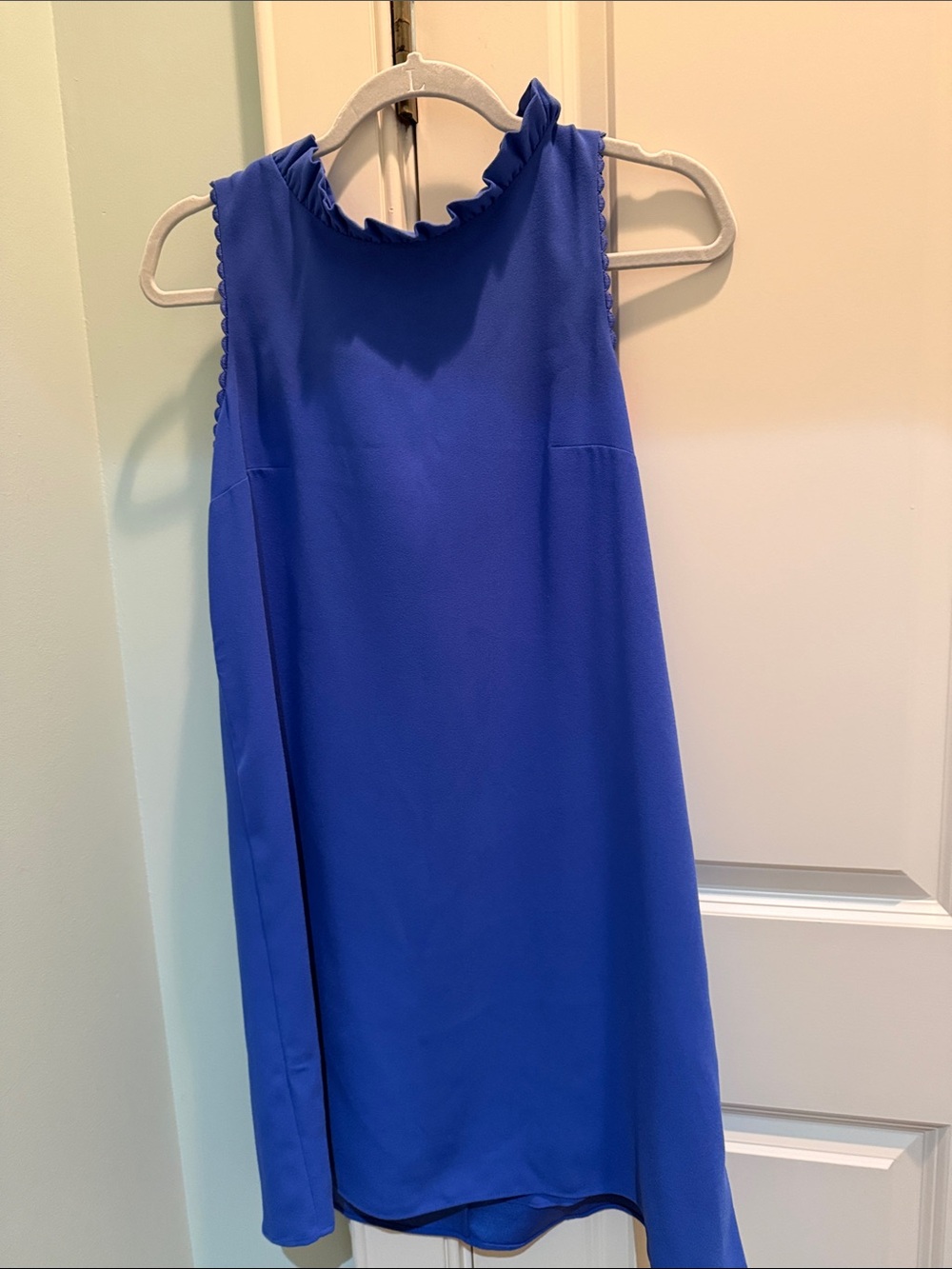 Lilly Pulitzer Royal Blue Ruffle Neck Sleeveless Shift Dress